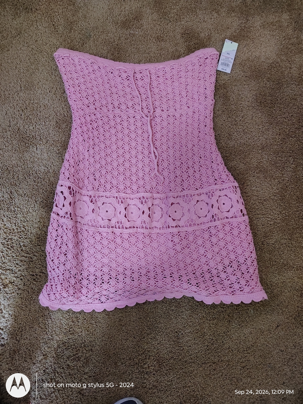 Pink Crochet Midi Skirt - Women's Crochet Floral Panel Skirt Wild Fable Size XXL